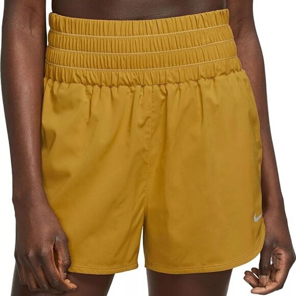NWT Nike One Dri-Fit Ultra High Waisted Gold Training Shorts - Picture 1 of 6